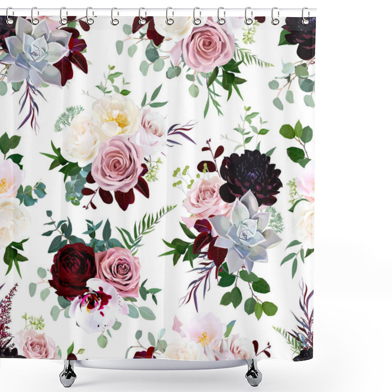 Personality  Dark Flowers Vector Floral Pattern Shower Curtains