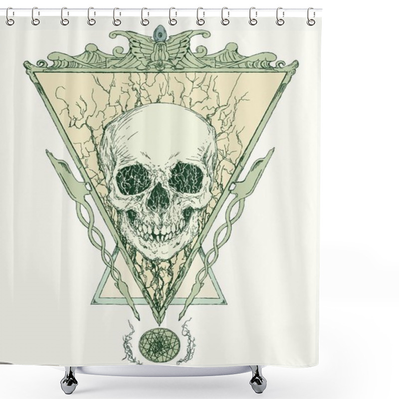 Personality  Vector Skull With Triangle Shower Curtains