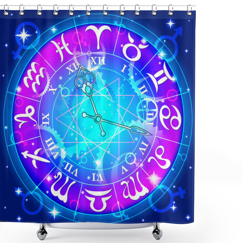 Personality  Astrological Clock Shower Curtains