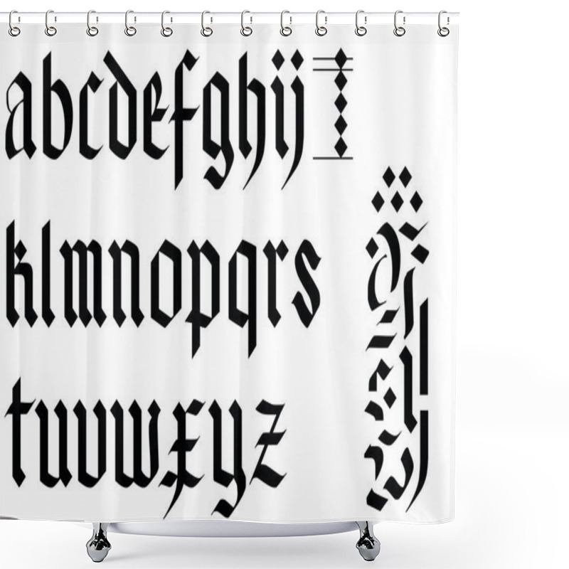 Personality  Gothic Font Alphabet - Old Handwriting Abc Vector Letters Shower Curtains