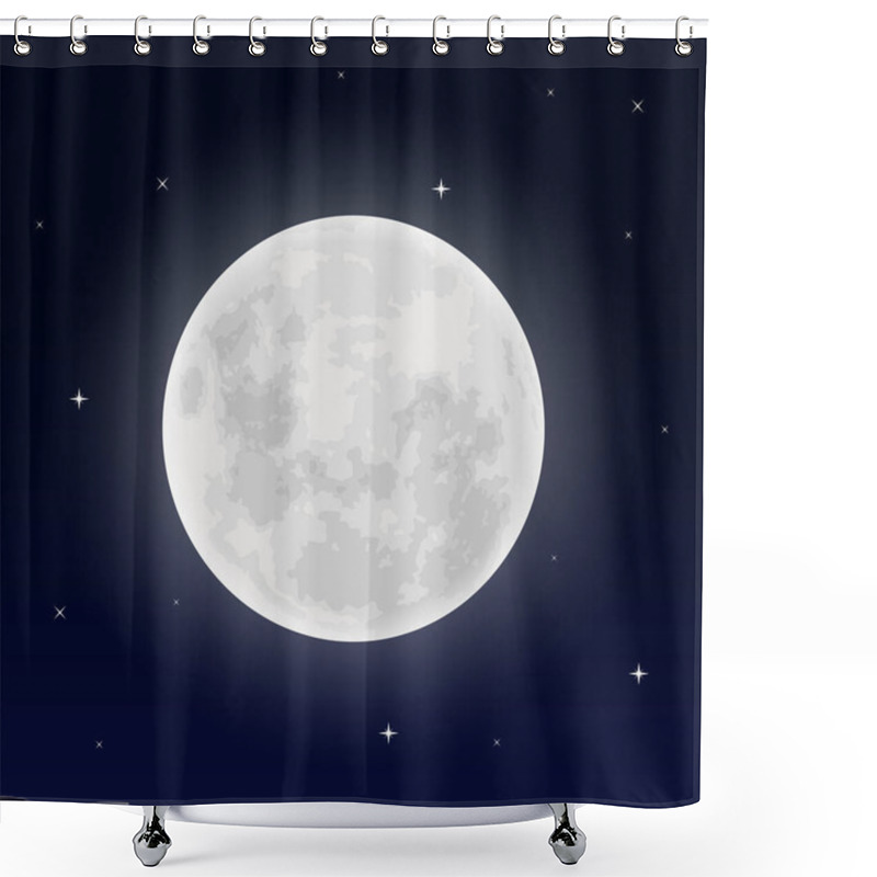 Personality  Full Moon Illustration On Night Sky Background Shower Curtains