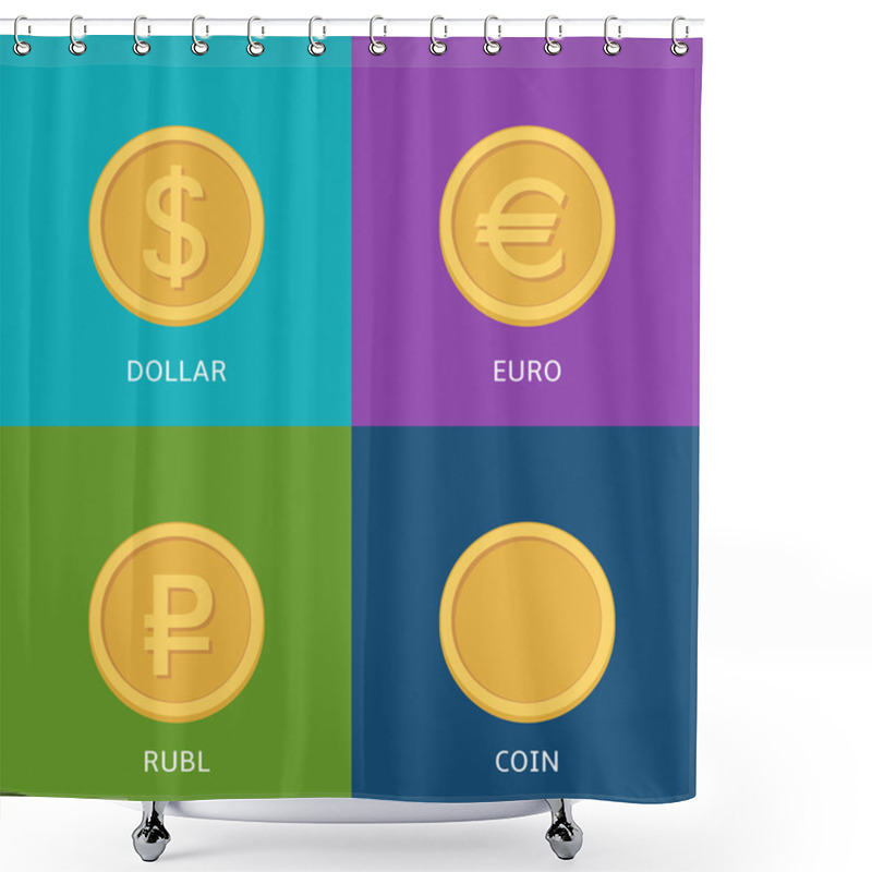 Personality  Flat Vector Money Icons Shower Curtains