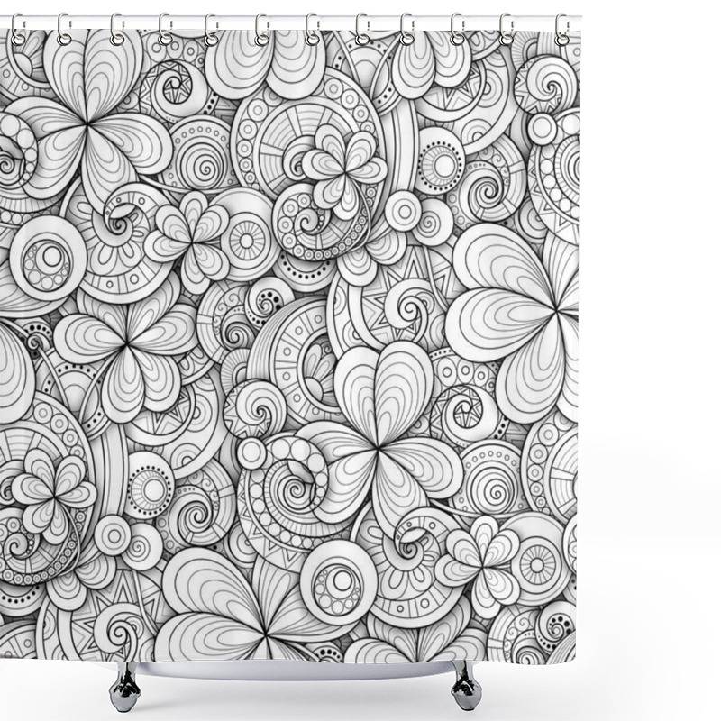 Personality  Monochrome Seamless Pattern With Floral Motifs, Vector, Illustration Shower Curtains