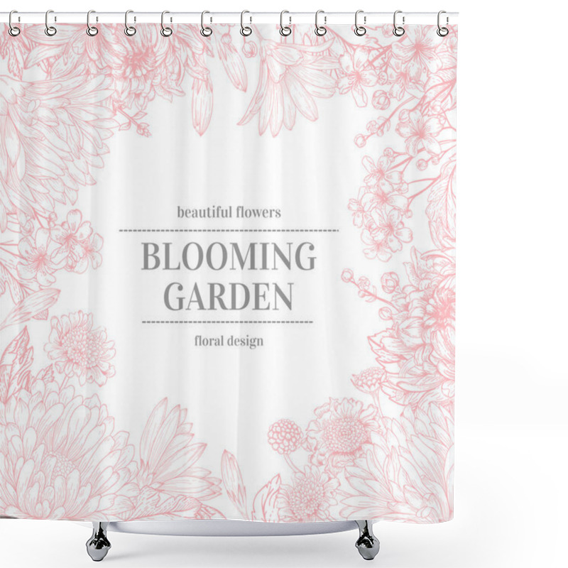 Personality  Frame With Garden Flowers Shower Curtains