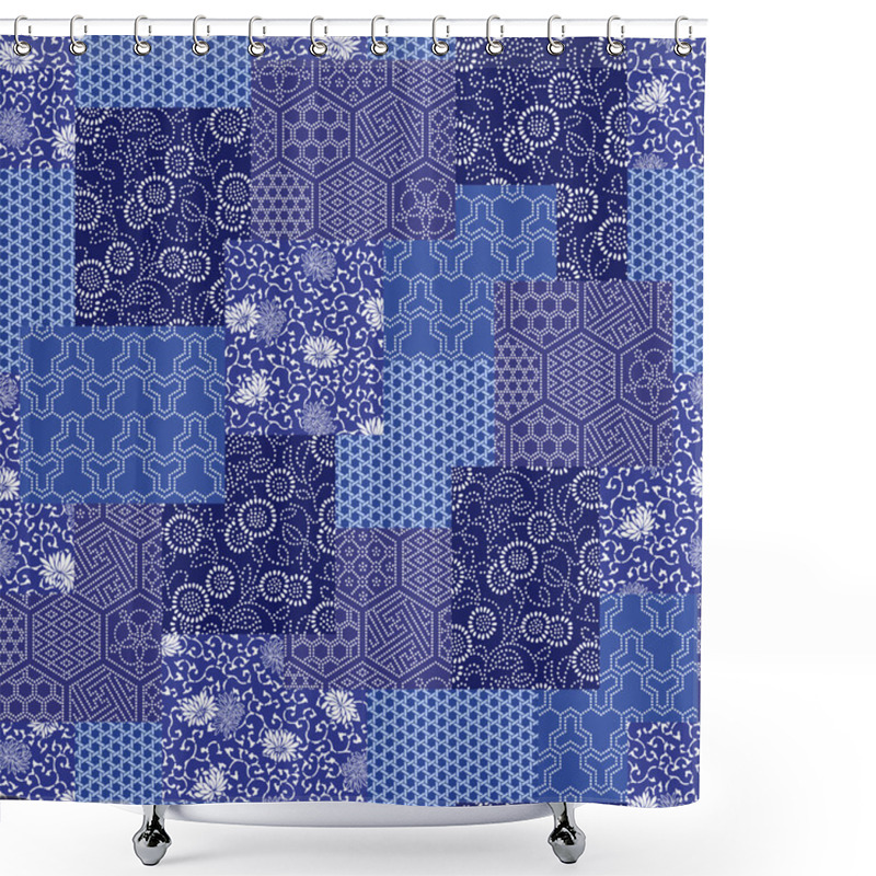 Personality  Japanese Style Pattern Patchwork Shower Curtains