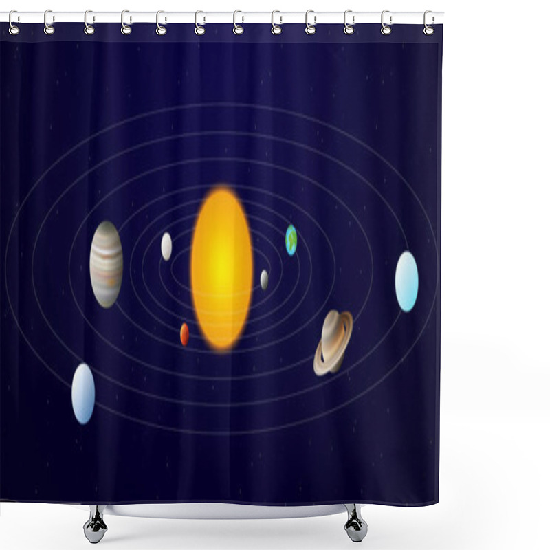 Personality  Solar System Illustration With The Sun And Planets Shower Curtains