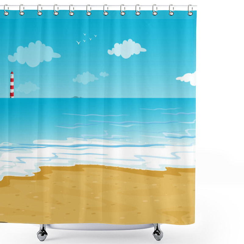 Personality  An Ocean And A Light House Shower Curtains