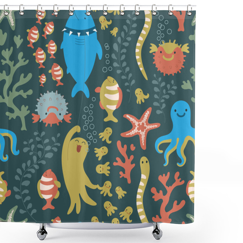 Personality  Bright Seamless Pattern. Underseas. Shower Curtains