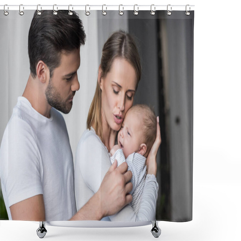 Personality  Parents With Baby Boy Shower Curtains