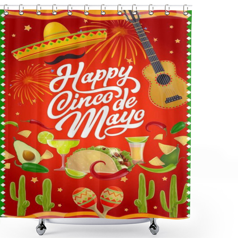 Personality  Happy Cinco De Mayo, Mexican Holiday Greetings Shower Curtains