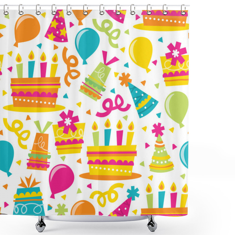 Personality  Retro Birthday Party Seamless Pattern Background Shower Curtains