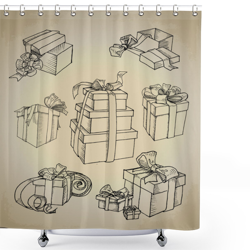 Personality  Set Of Vector Gift Boxes Shower Curtains