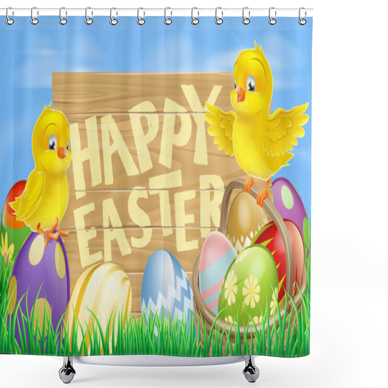 Personality  Happy Easter Sign Shower Curtains