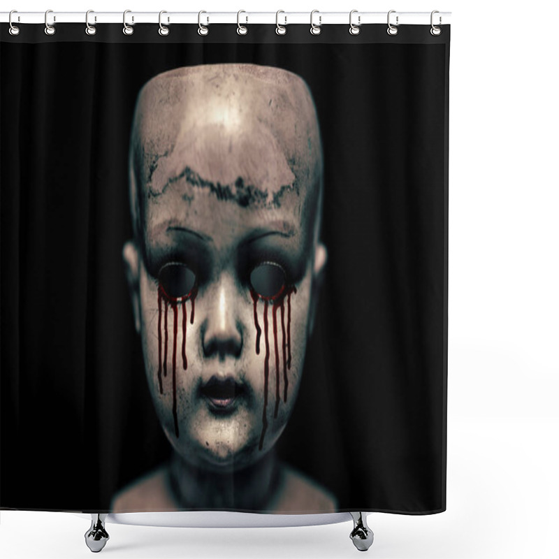 Personality  Creepy Bloody Doll In The Dark  Shower Curtains