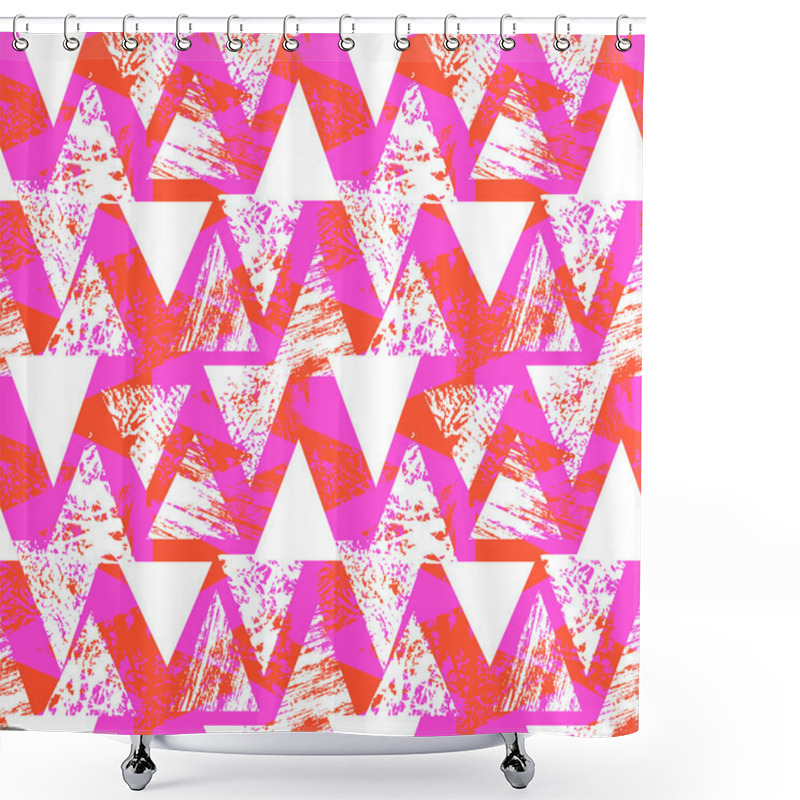 Personality  Hand Painted Bold Pattern With Triangles Shower Curtains