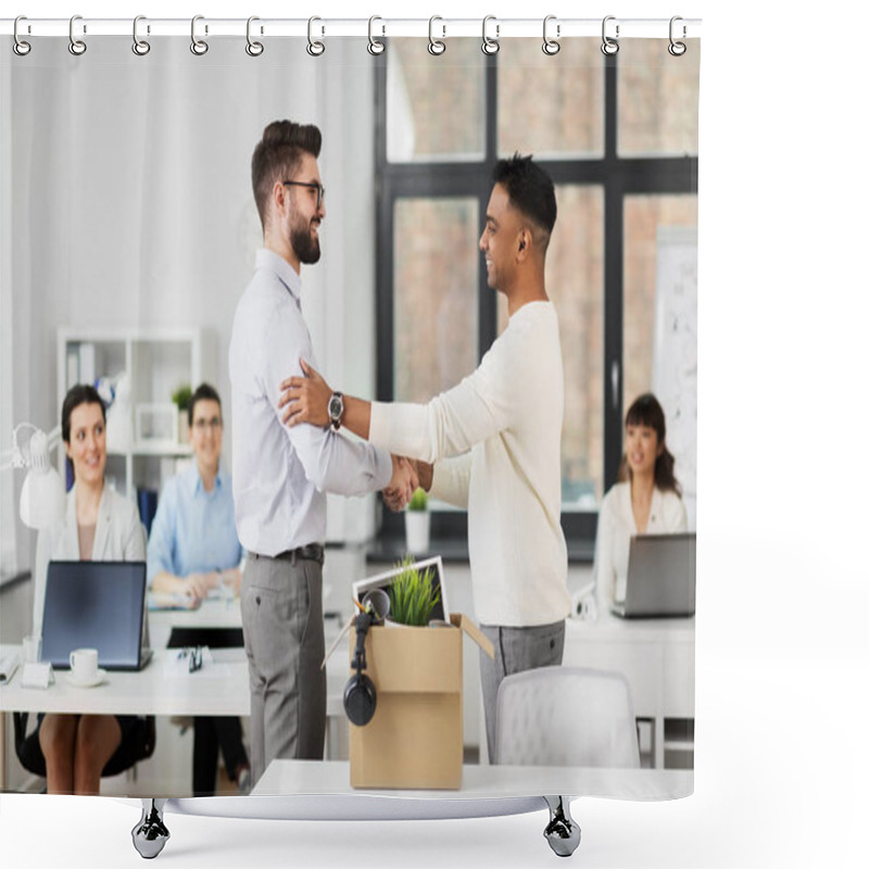 Personality  New Male Employee Meeting Colleagues At Office Shower Curtains