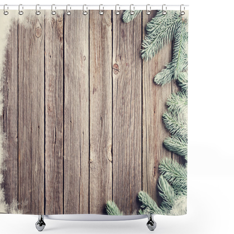 Personality  Fir Tree On Wooden Table Shower Curtains