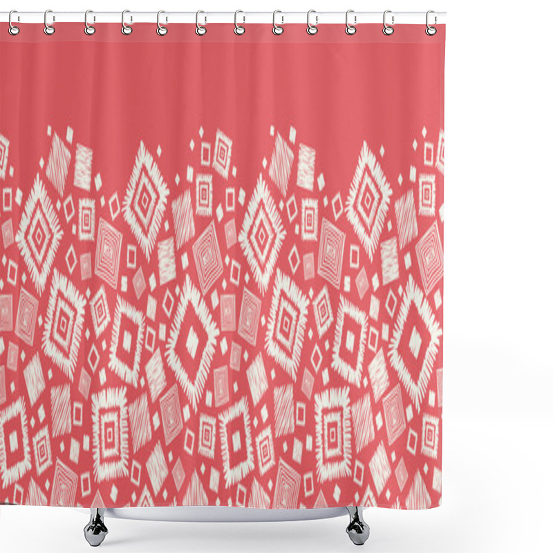 Personality  Geometric Squares Texture Horizontal Seamless Pattern Border Shower Curtains