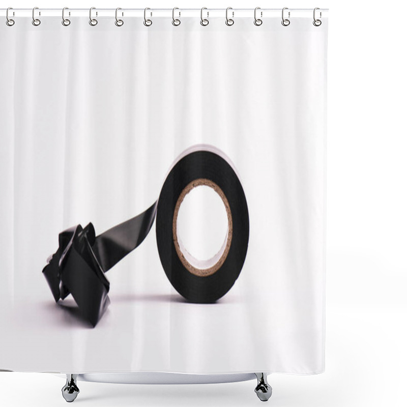 Personality  Sticky And Black Scotch Tape On White Shower Curtains