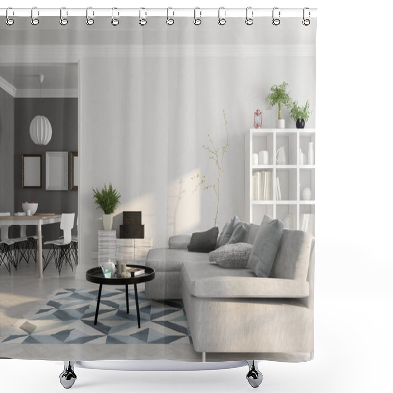 Personality  Scandinavian Style Interior Design 3D Rendering Shower Curtains