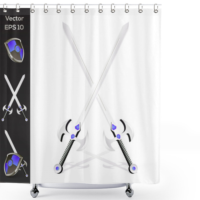 Personality  Axe And Shield Collection Shower Curtains