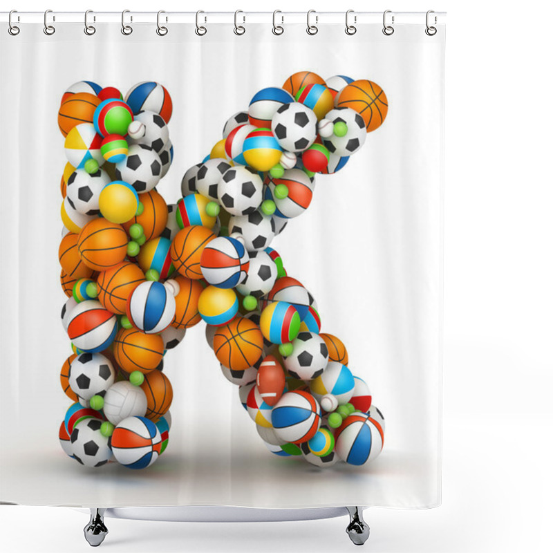 Personality  Letter K, Gaming Balls Alphabet Shower Curtains