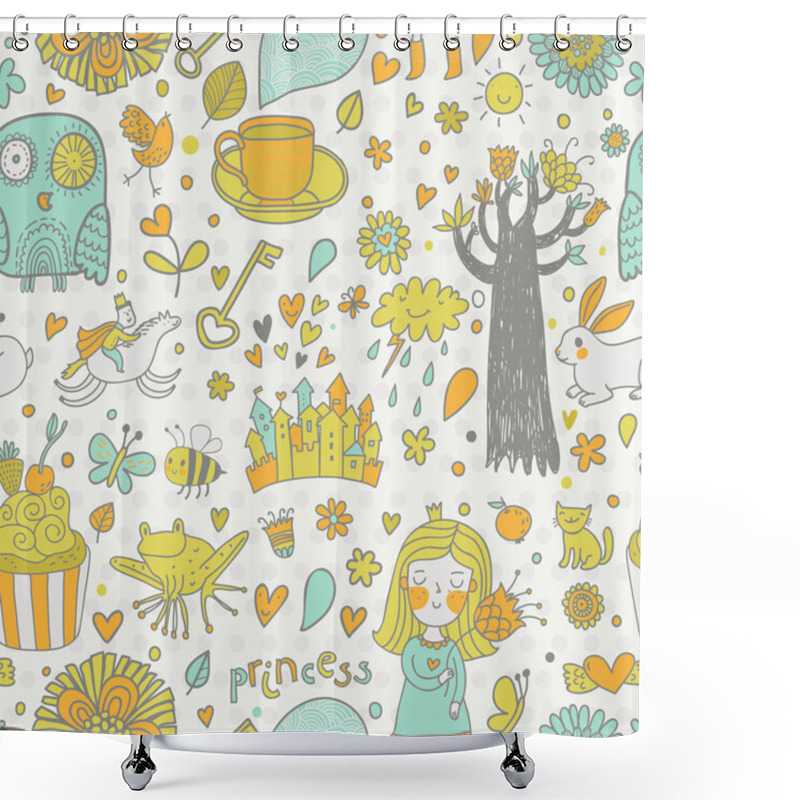 Personality  Little Princess, Horse, Magic Tree, Castle, Frog, Key, Cake. Shower Curtains