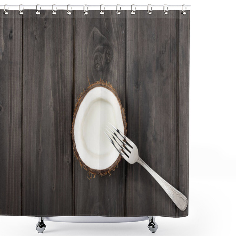 Personality  Coconut Half And Metal Fork Shower Curtains