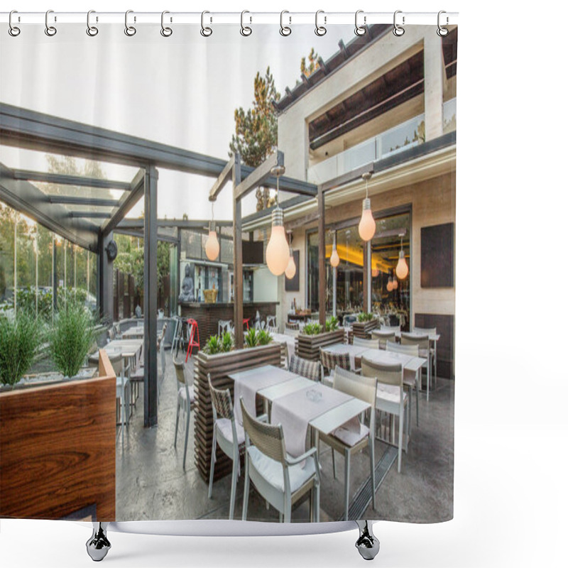 Personality  Restaurant With Large Open Garden Interior Shower Curtains