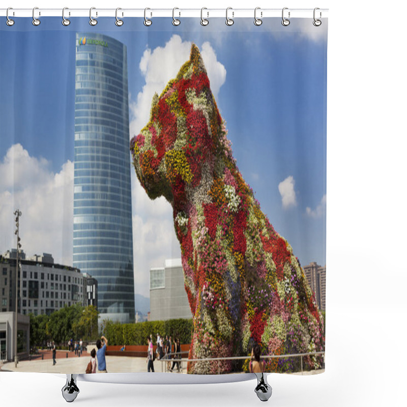 Personality  Puppy Kissing The Iberdrola Skyscraper Shower Curtains