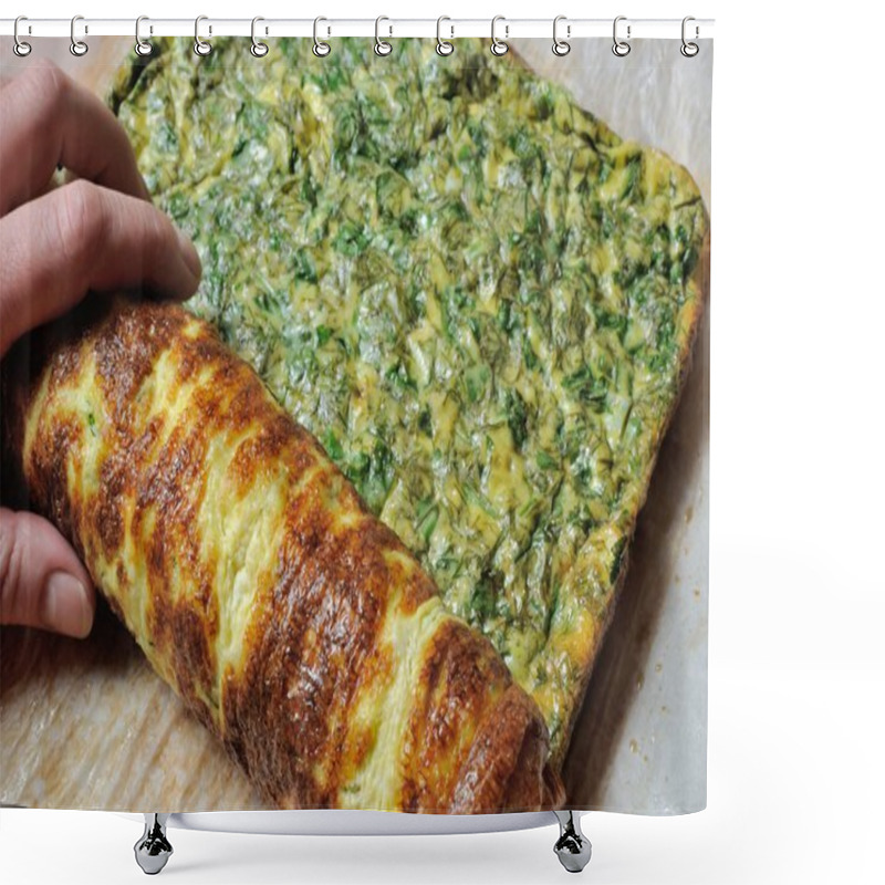 Personality  Fastening Omelette With Herbs In Roll Shower Curtains