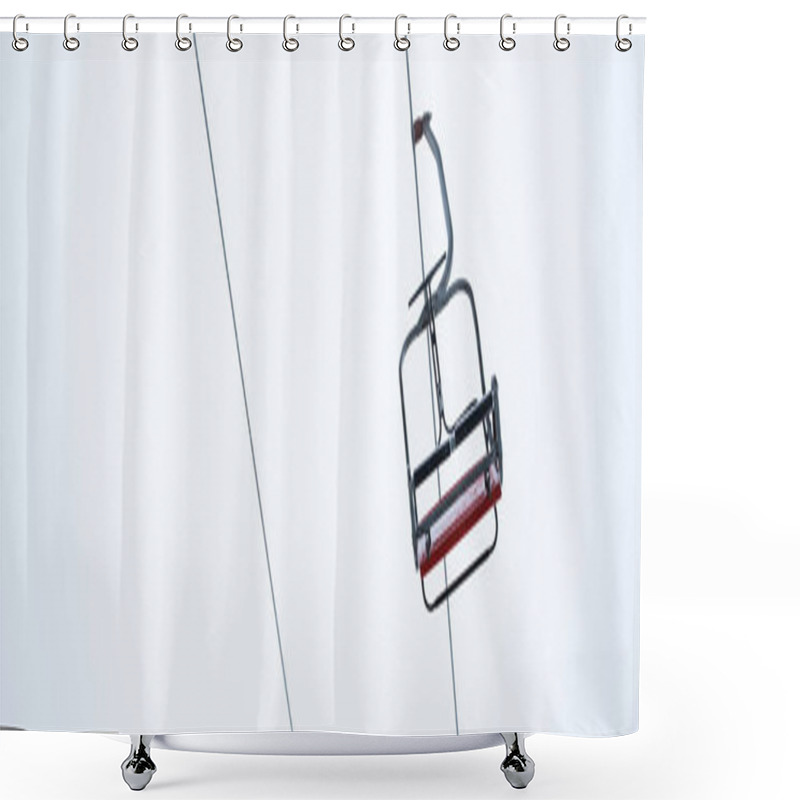 Personality  Seat Of Gondola Lift Against Pure White Sky Background, Panoramic Shot Shower Curtains