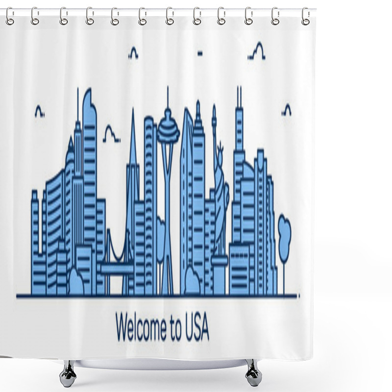 Personality  Welcome To USA Banner Shower Curtains