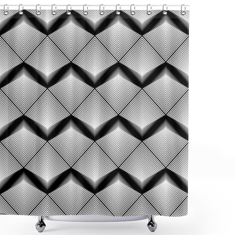 Personality  Design Seamless Monochrome Zigzag Pattern Shower Curtains