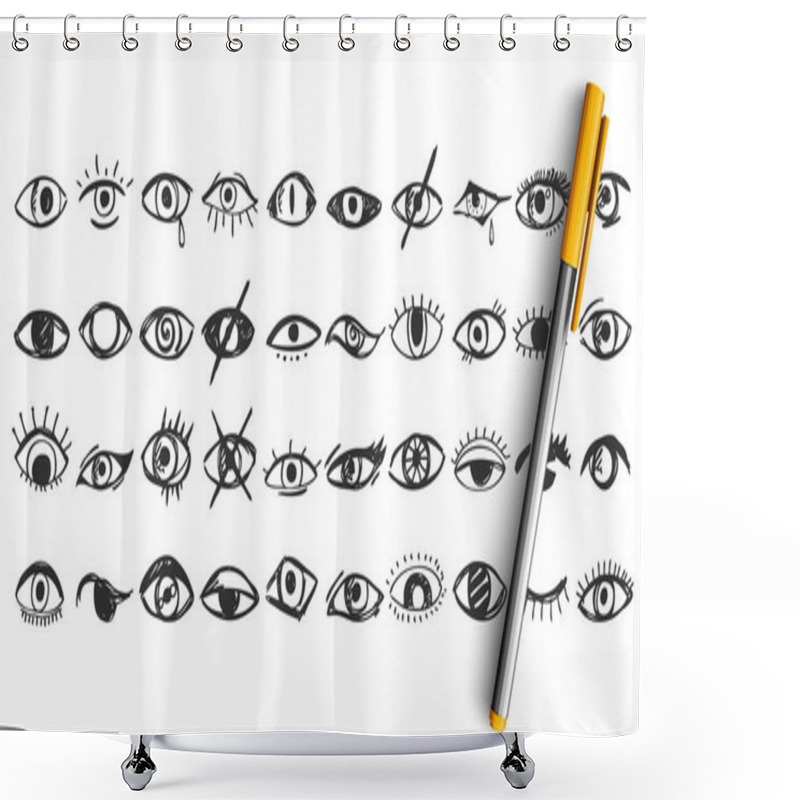 Personality  Eyes Doodle Set Shower Curtains