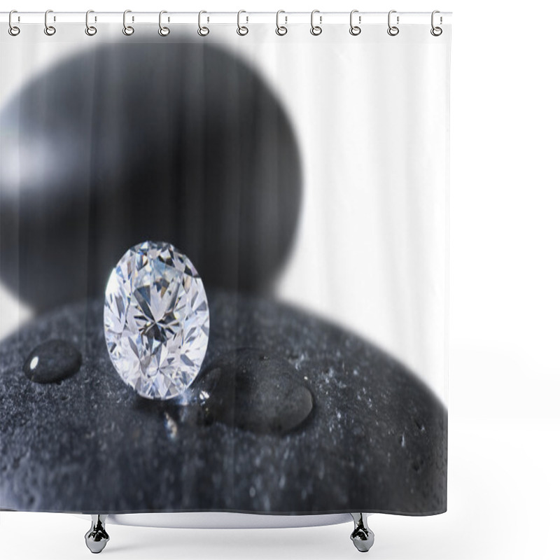 Personality  Diamond On The Black Stone Shower Curtains