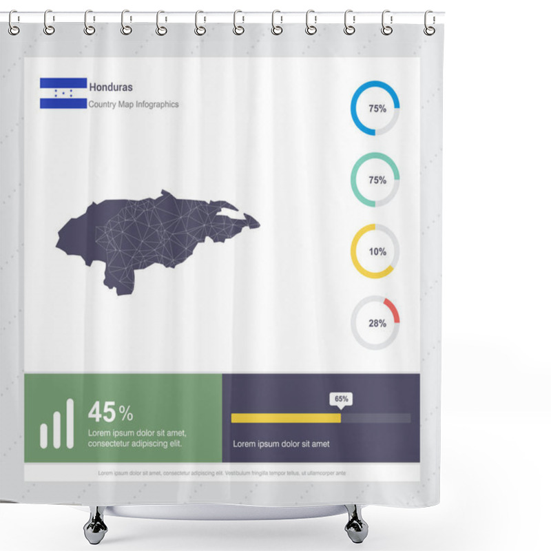 Personality  Honduras Map & Flag Infographics Design Vector Template Illustration. Template For Diagram, Graph, Presentation And Chart. Colorful Infographic Template Shower Curtains