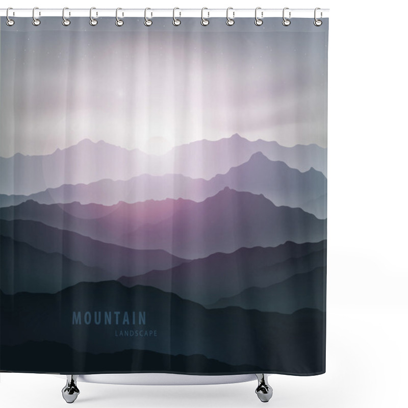 Personality  Dark Blue Mountains Landscape Shower Curtains