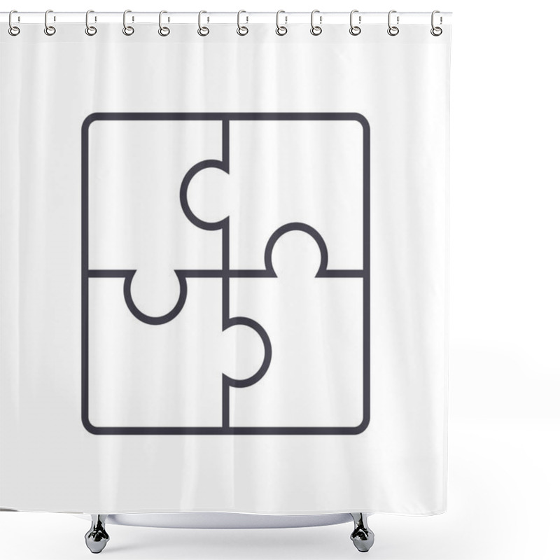 Personality  Puzzle Vector Line Icon, Sign, Illustration On Background, Editable Strokes Shower Curtains