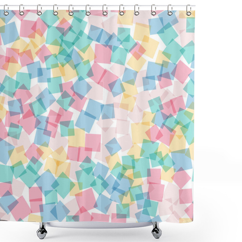 Personality  Abstract Squares Pattern White Geometric Background Beauteous Random Squares Geometric Chaotic Shower Curtains