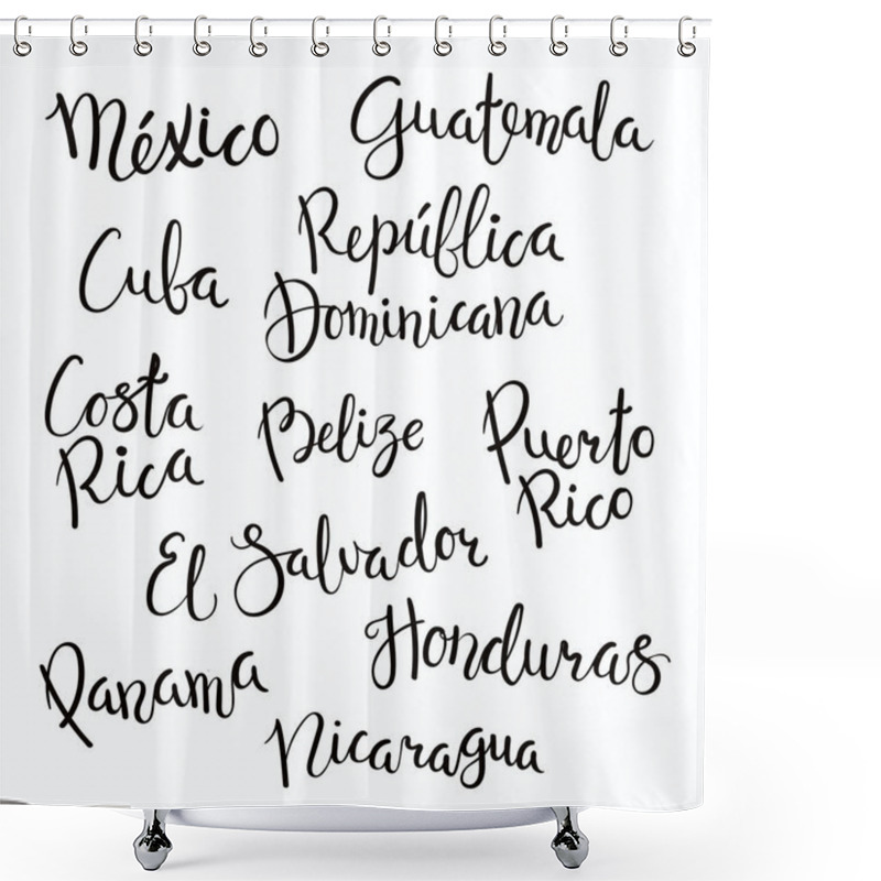 Personality  Set Of Hand Written Calligraphic Lettering Quotes With Central American Countries Names, Vector, Illustration Shower Curtains