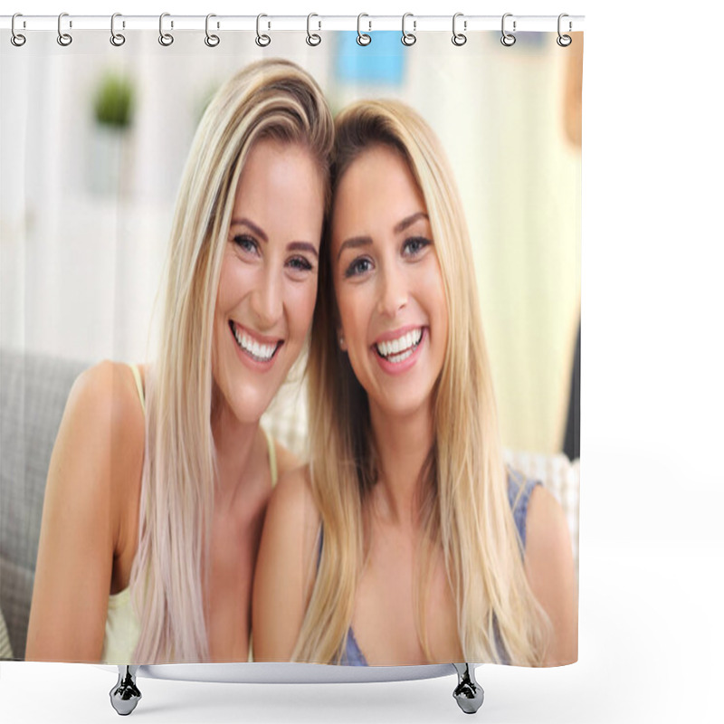 Personality  Beautiful Young Women Chilling At Home Shower Curtains