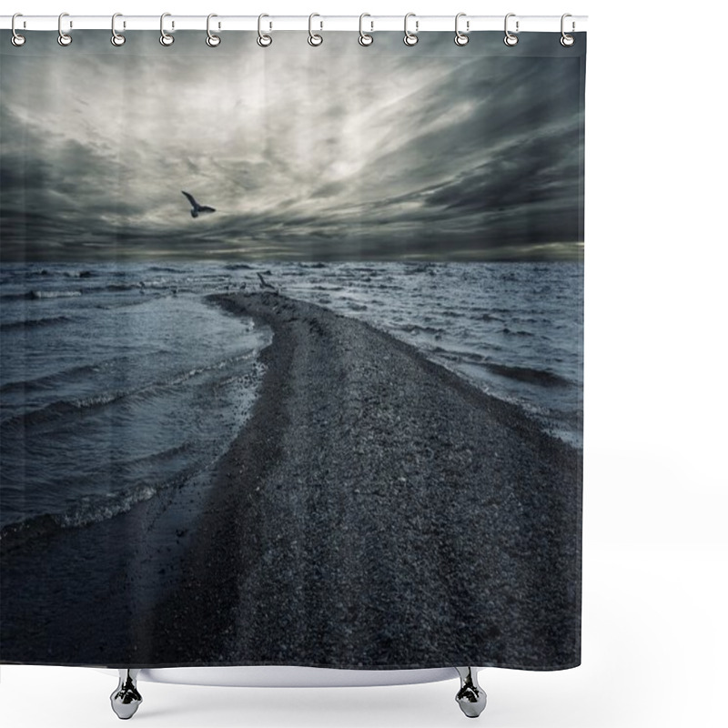 Personality  Stormy Sky Over Dark Sea Shower Curtains