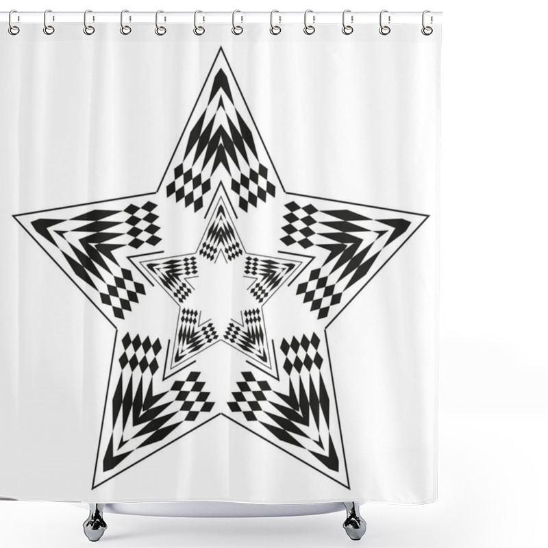 Personality  Geometric Star Pattern. Optical Illusion Shape. Bold Black Geometry. Abstract Vector Figure. EPS 10. Shower Curtains