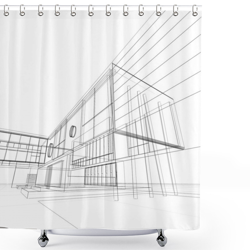 Personality  Blueprint On White Shower Curtains