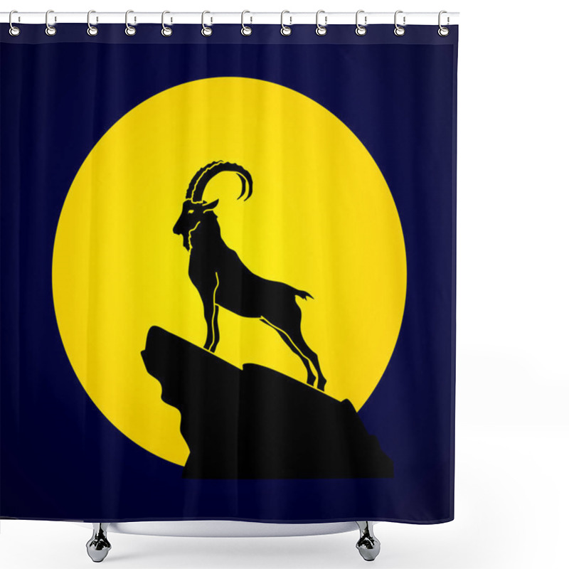 Personality  Ibex Standing On The Cliff  Shower Curtains