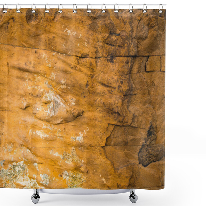 Personality  Laminated Rocky Surface From The Riverbed Of The Mountain River. Shower Curtains