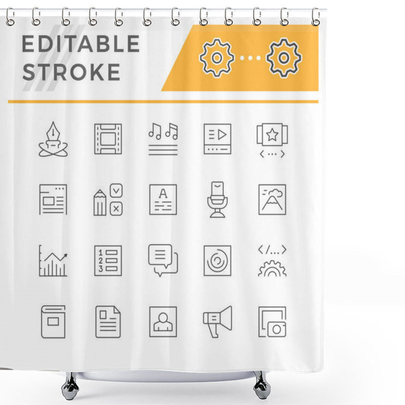 Personality  Set Line Icons Of Web Content Shower Curtains