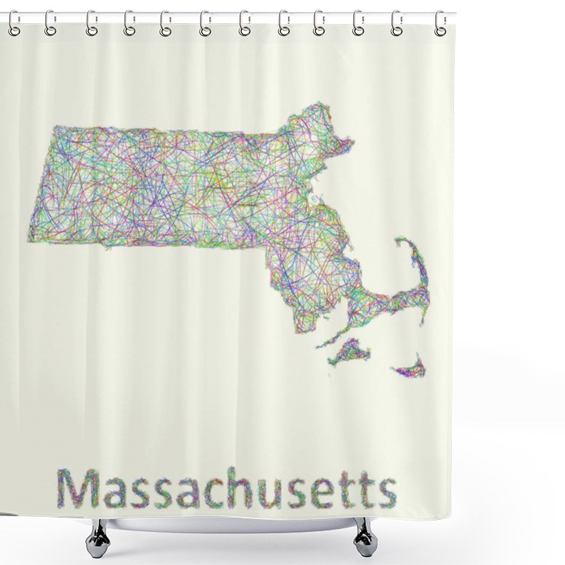 Personality  Massachusetts Line Art Map Shower Curtains