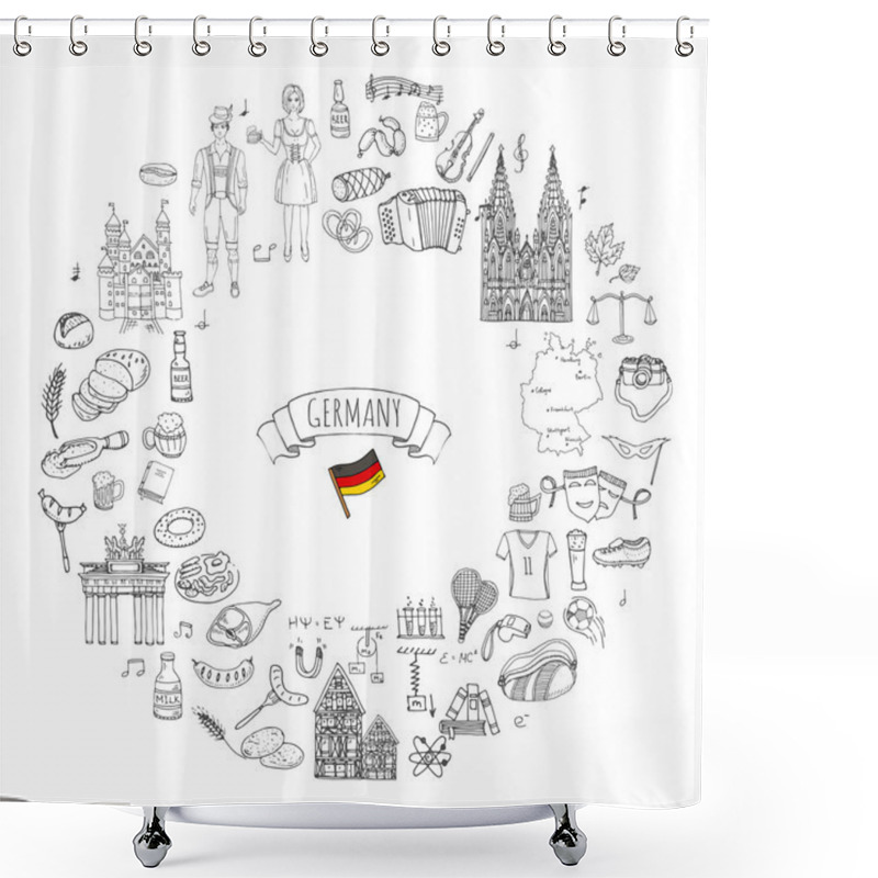 Personality  Germany Icons Set Shower Curtains